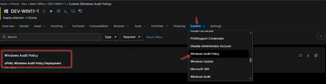 cPVAL Windows Audit Policy Deployment